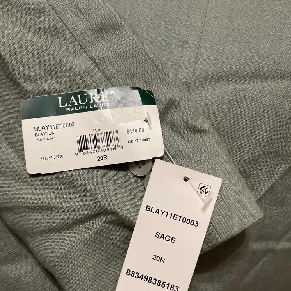 Ralph Lauren Sage Light Green Big Boys Linen Suit Jacket Size 20 Regular NWT
